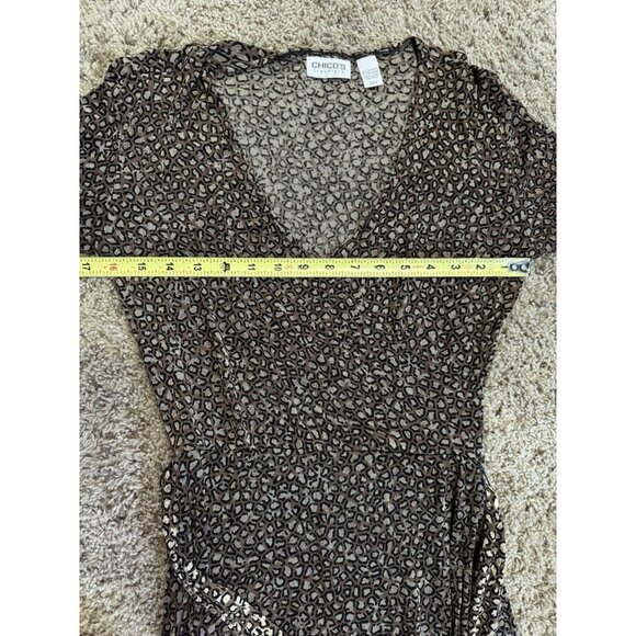 CHICOS TRAVELERS Leopard Animal Print Slinky Knit Faux Wrap Belt Dress 0/SMALL - Picture 8 of 8